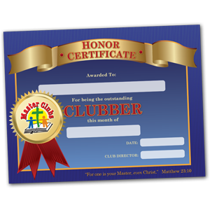 Clubber of the Month Certificate