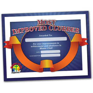 Most Improved Clubber Certificate