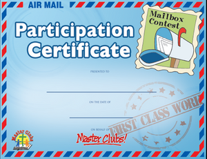 Mailbox Contest Participation Certificate